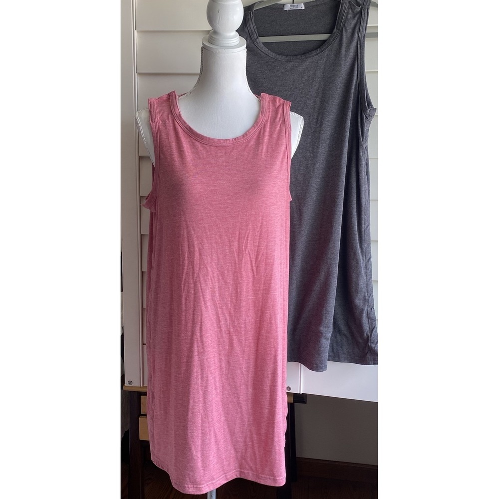 Lot Of 2 Deyeek‎ Pink Gray Snap Front Adaptive Nightgown House Dress M Easy Open
